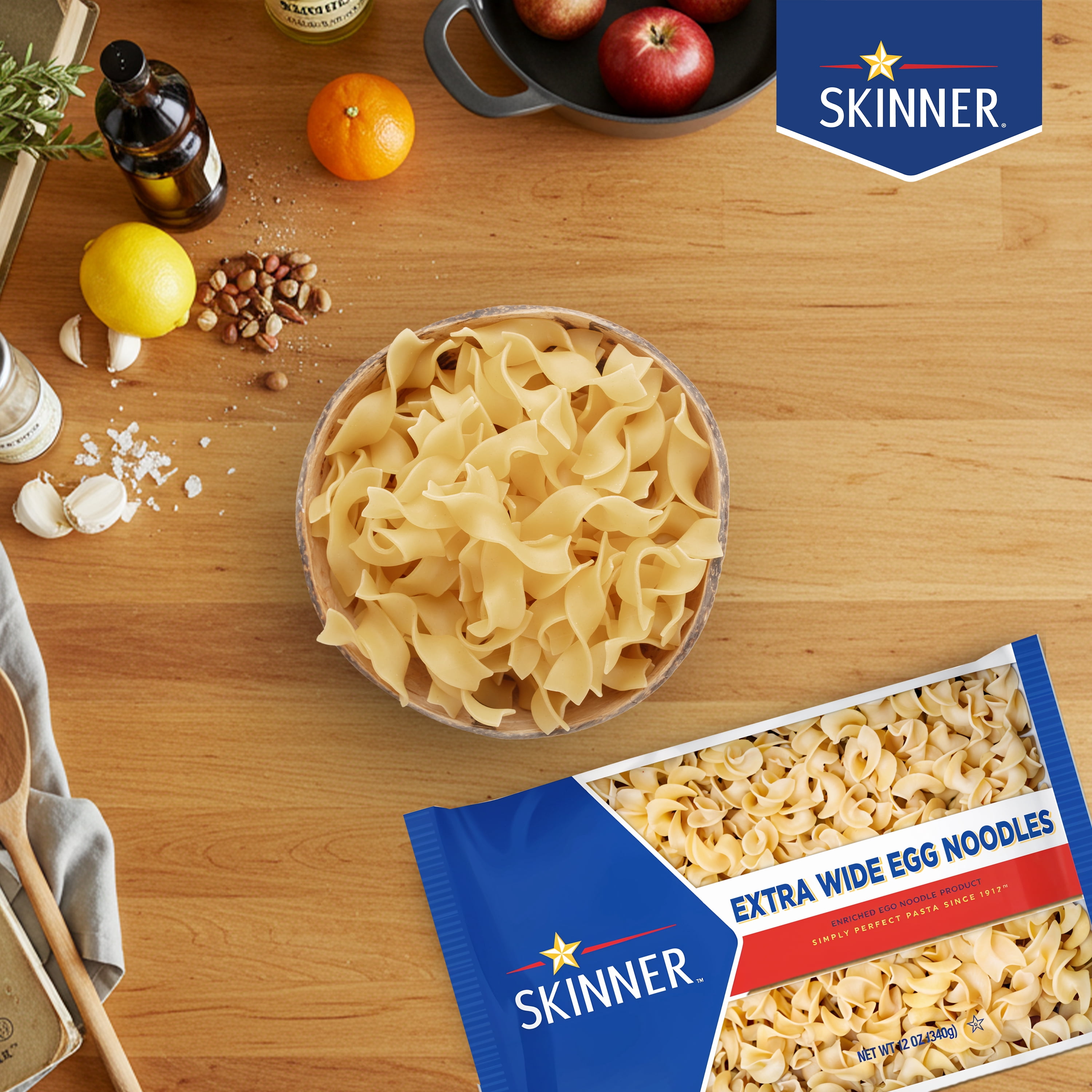 Skinner Extra Wide Egg Noodle Pasta, 12 Pack (12 oz Each) – Pantry Staple for Casseroles, Soups & Satisfying Meals