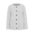 thumbnail image 5 of Womens Sweater Cardigan Botton Lightweight Fleece Lined Fall Winter Coats Comfy Warm Plus Size Sherpa Jackets with Pockets White XXL, 5 of 6