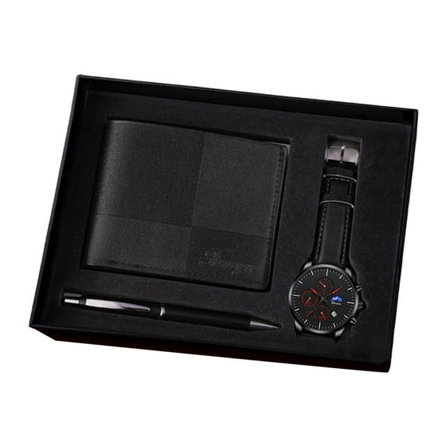 TISHITA Men's Gift Set Beautifully Watch Wallet Pen Set for Male Father's Day Couple Style D