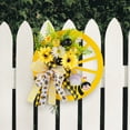 thumbnail image 4 of Coronas con ruedas, girasoles, flores simuladas, anillos de ratán, decoraciones para colgar en la pared, corona de girasoles, corona de ratán, corona de girasol artificial, camino de jardín,, 4 of 9