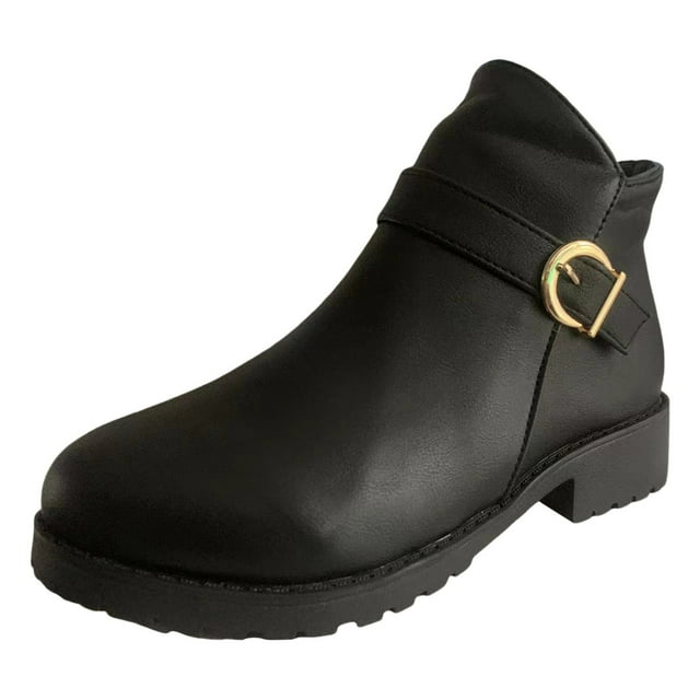 NECHOLOGY Botas Mujer Adulto Femenino Zapatos Botines para mujer Zapatos de mujer Botas de tacón grueso Cremallera de moda Suela Botas casuales cómodas (Black, 8.5)