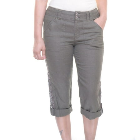 INC International Concepts Women's Linen Embellished Cargo Pants Size 2