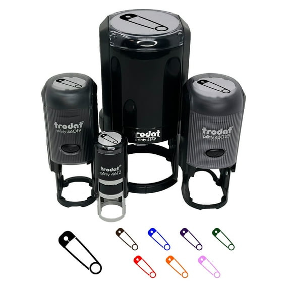 Safety Pin Self-Inking Rubber Stamp Ink Stamper - Lime Green Ink - Medium 1 Inch