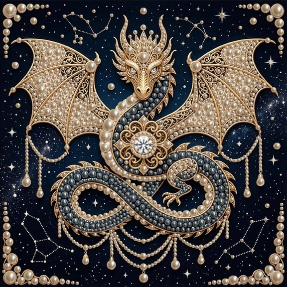 5D Dragon Pearl Diamond Art Kits for Adults Beginners 8x8inch,DIY Special Shape Plastic Pearl Painting Kit for Adult Gem Art Crafts Home Wall Decor