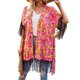 thumbnail image 1 of Camisa holgada de verano con empalme de borlas y cintura con estampado de manga corta para mujer, 1 of 6