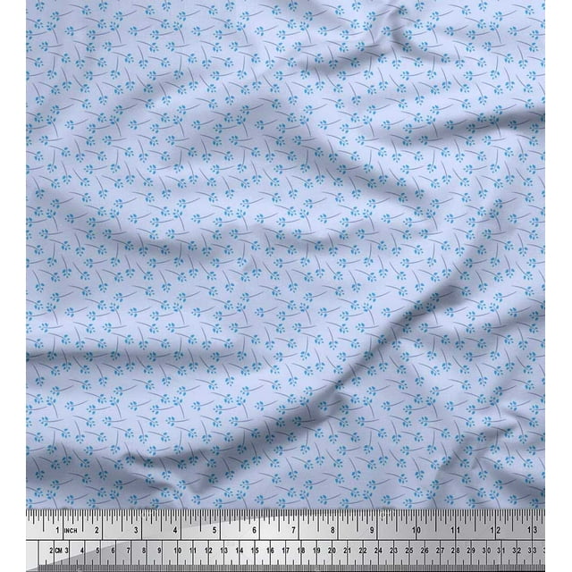 Soimoi Poly Georgette Fabric Artistic Leaves Print Fabric by Yard 52 Inch Wide