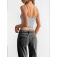 thumbnail image 4 of Women Y2K Stripe Print Camisole Spaghetti Strap Scoop Neck Tank Tops Aesthetic Sleeveless Crop Top Light Gray S, 4 of 7