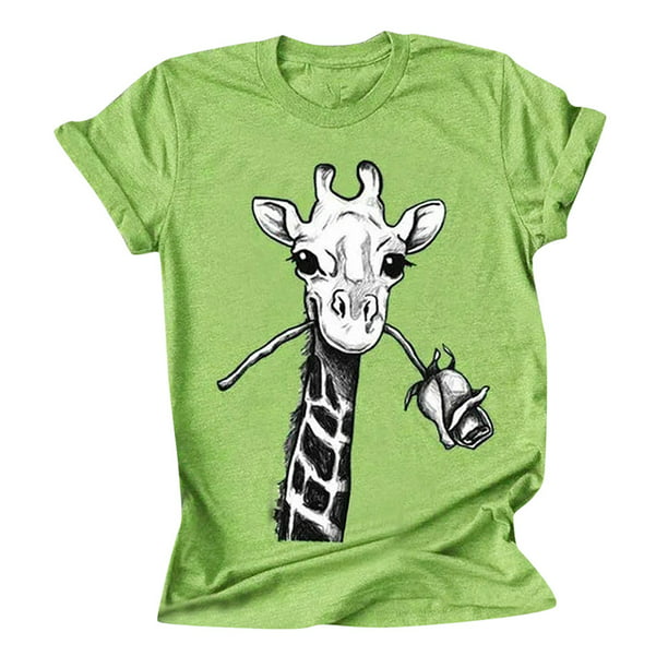 Short Sleeve Shirts for Women - Womens Giraffe Tshirts Short Sleeve ...