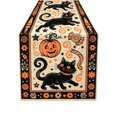 thumbnail image 2 of Vintage Halloween Table Runner Halloween Decor, Retro Linen Table Runner, Primitive Ghost Pumpkin Black Cat Bat, Seasonal Kitchen Dining Home Decor, 2 of 6