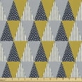 thumbnail image 1 of Abstract Fabric by the Yard Upholstery, Boho Geometric Motif Triangles Stripes and Polka Dots Doodle Print, Decorative Fabric for DIY and Home Accents, Pale Coffee and Night Blue by Ambesonne, 1 of 5