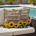 thumbnail image 5 of Yellow Sunflowers Pillow Covers 2 Pack Family Brown Wood Striped Countryside Pillowcase Waterproof Outdoor Throw Pillow Cover for Patio Garden Square Cushion 24”x24”, 5 of 9