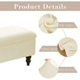 thumbnail image 4 of Ottoman Cover Rectangle, Stretch Velvet Storage Ottoman Cover Ottoman Covers Slipcover Rectangle-Removable Storage Bench Cover Folding Ottoman Covers with Elastic Bands Ties,White,Large, 4 of 6