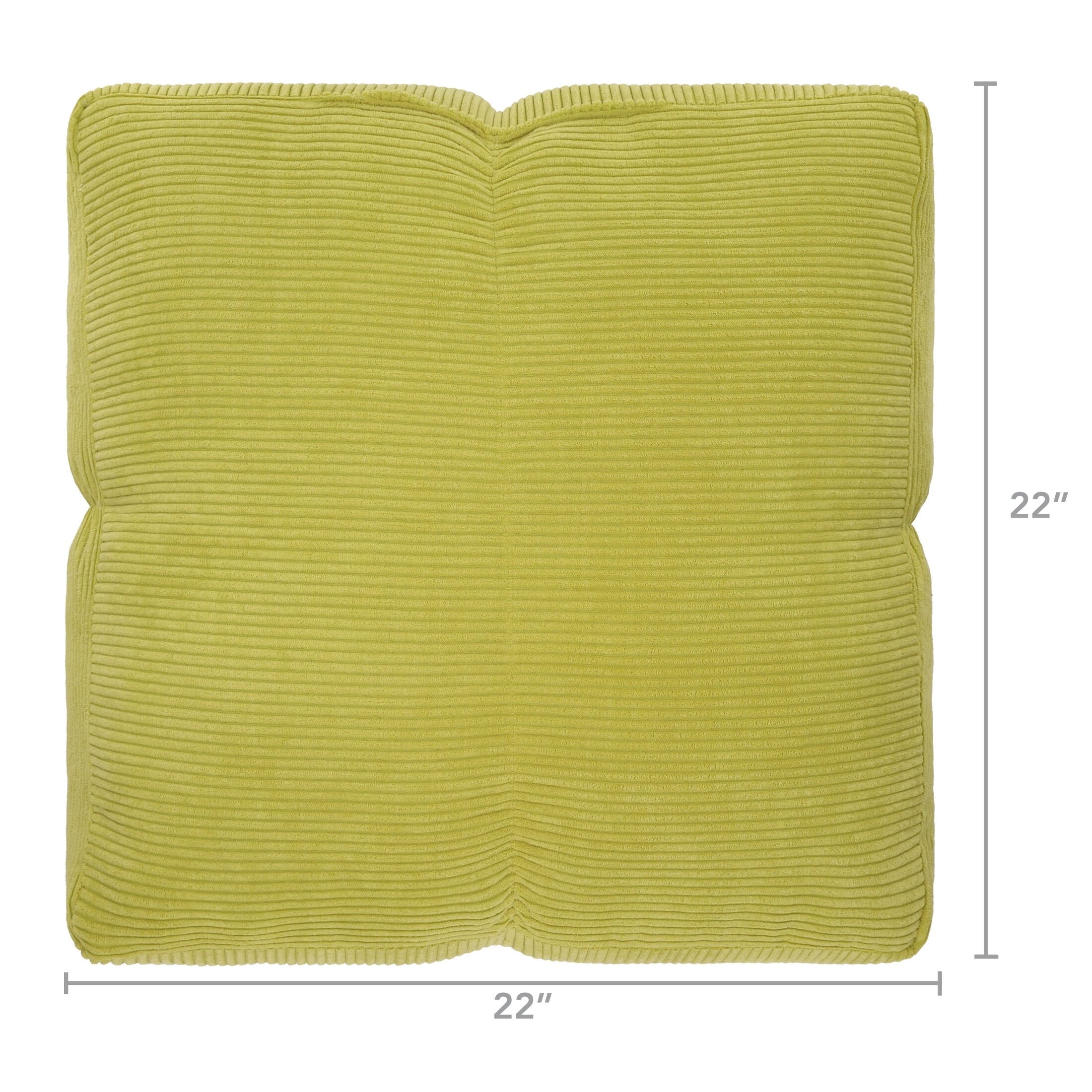 Mainstays Floor Cushion Decorative Pillow, Green Silk Ribbed Corduroy, 20 in x 20 in x 6 in
