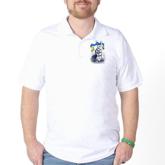CafePress - Pro Ukraine Support Ukrainian Flag Peac Golf Shirt - Golf Shirt, Pique Knit Golf Polo