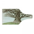 thumbnail image 1 of Tree of Life Cutting Board, Hand Drawn Pastoral Single Old Tree with Growing Branches on the Grass Print, Tempered Glass Cutting and Serving Board, Wine Bottle Shape, Green Brown, by Ambesonne, 1 of 1