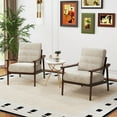 thumbnail image 2 of Gymax 2 PCS Modern Accent Chair Upholstered Leisure Armchair w/ Rubber Wood Armrests & Legs Grey & Dark Brown, 2 of 10
