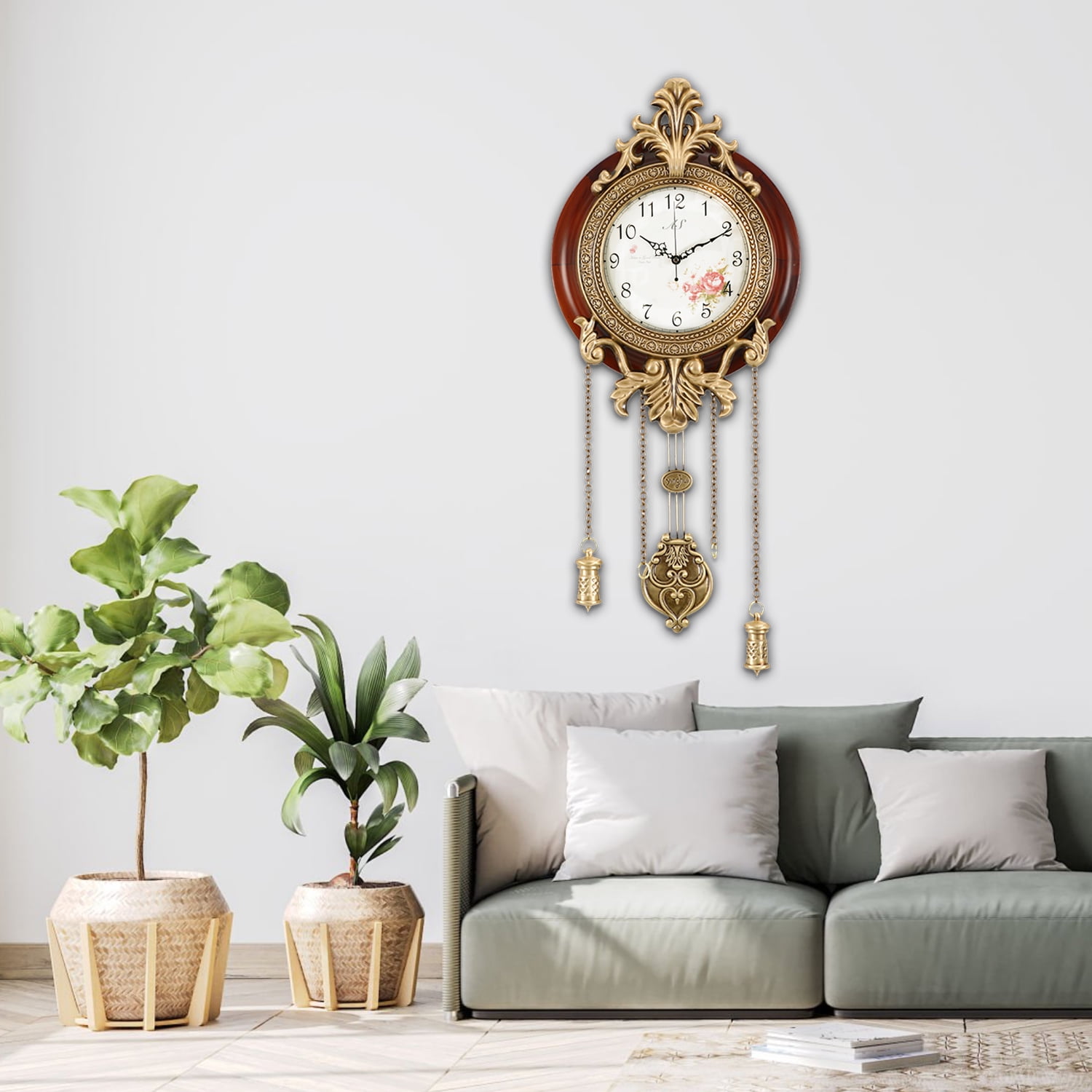 Aero Snail 9" Pendulum Wall Clock, Solid Wood, Battery Operated, Retro Vintage Clock 205C