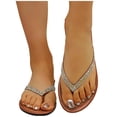 thumbnail image 5 of Xfvqtps Womens Rhinestone Flip Flops Flat Sandals Sparkly Summer Shoes Beach Slides Comfortable Casual Wear Outdoor Spring Summer Fashion Footwear, 5 of 9