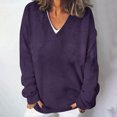 thumbnail image 2 of tarylea Oversized Tops for Women V Neck Ribbed Knitted Pullover Long Sleeve Solid Color Tops Casual Loose Shirts, 2 of 5