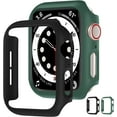 thumbnail image 1 of [2 Pack] Compatible for Apple Watch Case SE Series 6 5 4 44mm [NO Screen Protector], All-Around Protective PC Hard Bumper Cover Face for iWatch SE Series 6 5 4 44mm (Black/Green, 44mm), 1 of 5