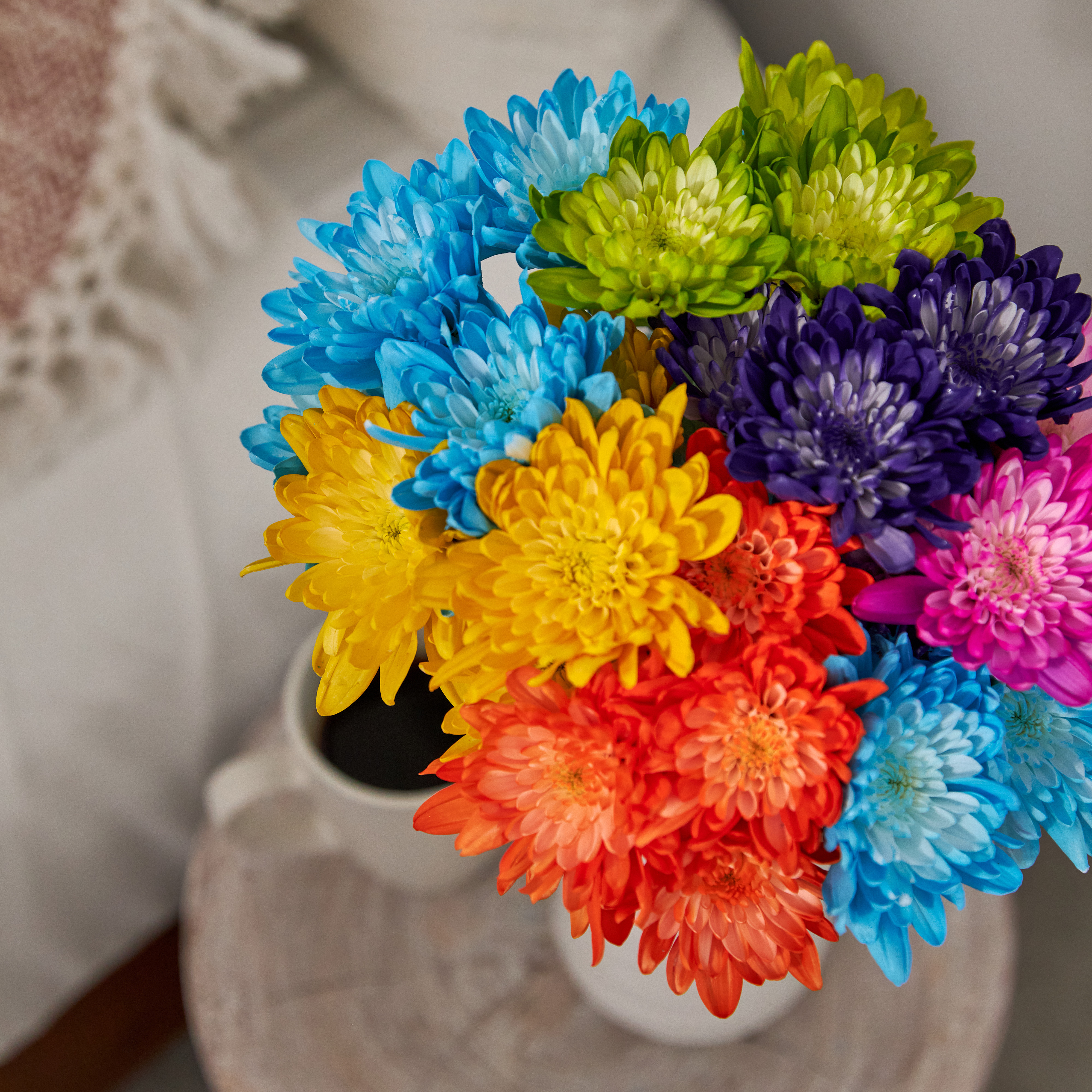 Painted Cushion Poms Flower Bunch Small, Colors May Vary