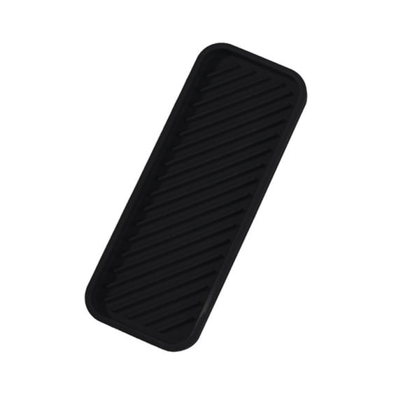 Agiufgs Silicone Sink Organizer Tray, Anti-Slip with Diagonal Ridges for Water Drainage, for Kitchen and Bathroom, Black