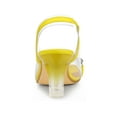 thumbnail image 3 of BLISSFUL STEP Women's Flower Rhinestone Slingback Clear Mid Heel Slip On Sandals Yellow 9, 3 of 8