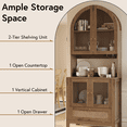 thumbnail image 4 of LAZZO 75" Arched Pantry Cabinet with Glass Door & Drawer, Storage Cupboard with Anti-Tipping Device, Natural Wood Color, 4 of 8