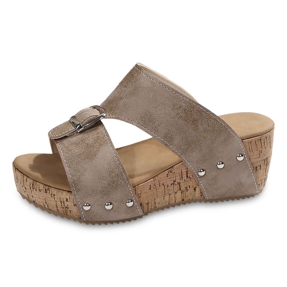 Slippers for Women,Slippers Comfortable Open Toe Sandals With Thick Sole For Casual Outdoor Relaxation Summer Style,Womens Slippers,Khaki,8.5