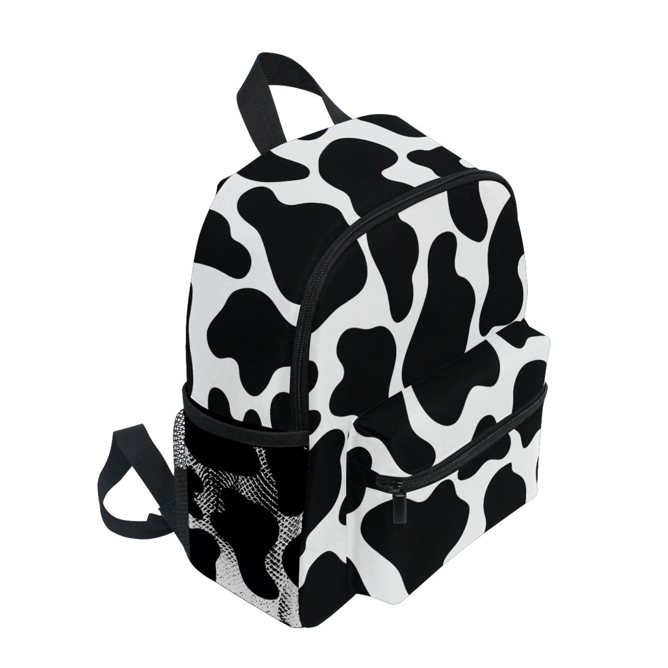 Cow Print Pattern Mini Backpack Cute Small Backpack with Chest Strap and Whistle Ages 3-8