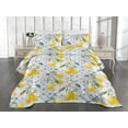 thumbnail image 2 of Ambesonne Citrus Quilted Coverlet 3 Pcs, Lemon Garden Scene Floral, Queen Size, Mustard Peacock Green, 2 of 4