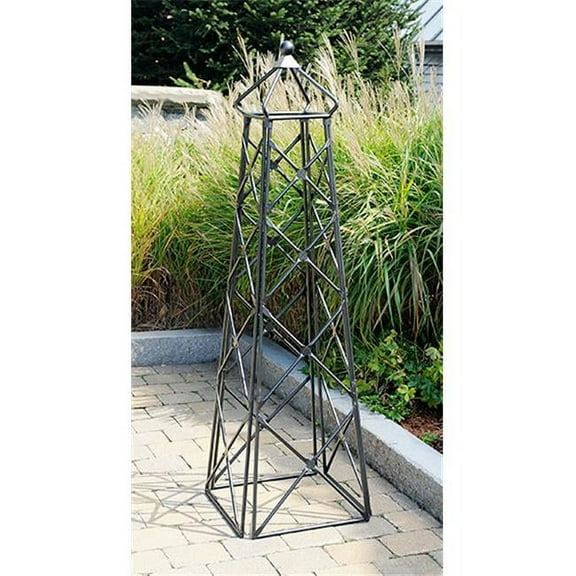 Achla Designs Lattice Obelisk Garden Trellis, 67 Inch Tall, Graphite Powder Coat Finish