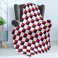 thumbnail image 4 of Americana Soft Flannel Fleece Throw Blanket, Half Triangles Diamond Shapes Retro Navy Inspired Artwork Print, Cozy Plush for Indoor and Outdoor Use, 50" x 70", Red Dark Blue and White, by Ambesonne, 4 of 5