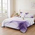 thumbnail image 2 of Twin Quilt Set 68''x86'', Marble Purple Lightweight Summer Bedspread Coverlet Set with 2 Pillow Shams, Gold White Modern Gradient Ocean Ripple Breathable All Season Quilt Bedding for Dorm/Bedroom, 2 of 9