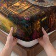 thumbnail image 3 of Cal.King Size Fitted Sheet Set - Country Forest 3 Piece Bedding Sets 16" Deep Pocket Fitted Sheet with 2 Pillowcases, Farmhouse Nature Trees Cabin Starry Sky Brushed Microfiber Hotel Bed Sheets, 3 of 9