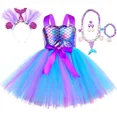 thumbnail image 4 of Vestido de princesa con tutú de sirena para niñas, elegante vestido de tul para fiesta de cumpleaños, vestido de baile, disfraz de carnaval y Halloween para niños, 4 of 5