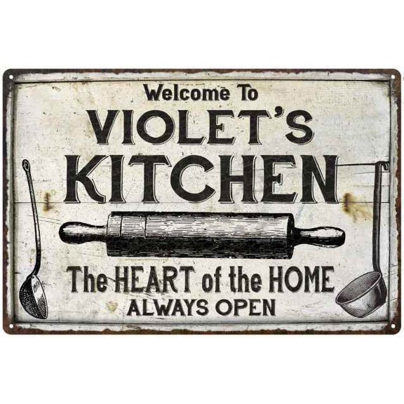 VIOLET'S Kitchen Farmhouse Sign 8 x 12 High Gloss Metal 208120033292
