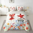 thumbnail image 3 of Manfei Cute Cardinals 7-Piece Twin Bedding Sets,Old Barn Door Bedding Comforter Set,Colorful Flower Floral Sheet Sets For Teens,Ultra Soft Home Decor Reversible, 3 of 9