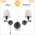 thumbnail image 5 of Modern Plug in Wall Lights, Dimmable Wall Sconce, Swing Arm Wall Fixture Bedroom, 5 of 8