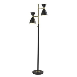 Two Light Brass Cinch Floor Lamp in Black Metal Two Light Brass Cinch Floor Lamp in Black Metal