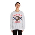 thumbnail image 4 of Calm Your Mitts Retro Baseball Sweatshirt Funny Baseball Unisex Crewneck, 4 of 6