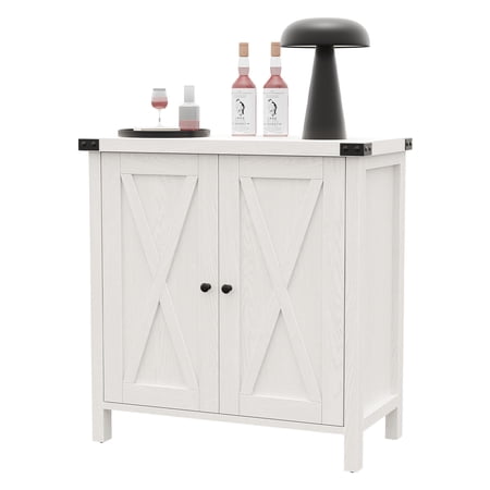 Rustic Farmhouse Sideboard Buffet Cabinet - Adjustable Shelves & 2 Barn Doors - Wood Entryway Storage Credenza - Living Room Kitchen Dining Room Console Cabinet