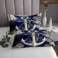 thumbnail image 3 of Erosebridal Nautical Anchor Coverlet Set King,Marine Rudder Bedding Set,Blue Golden,3-Piece, 3 of 5