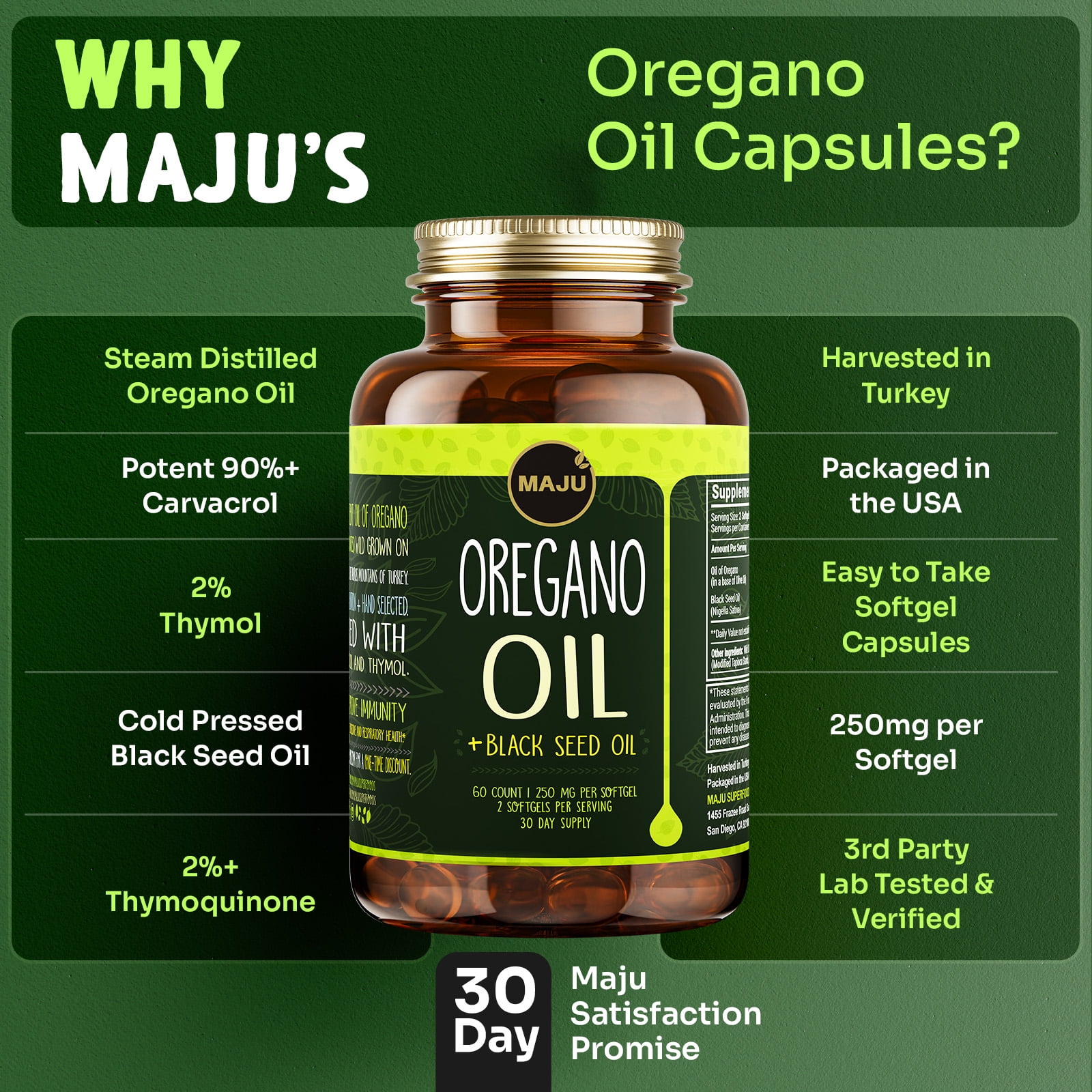 Maju Superfoods Oregano Oil Softgels, 60 Count