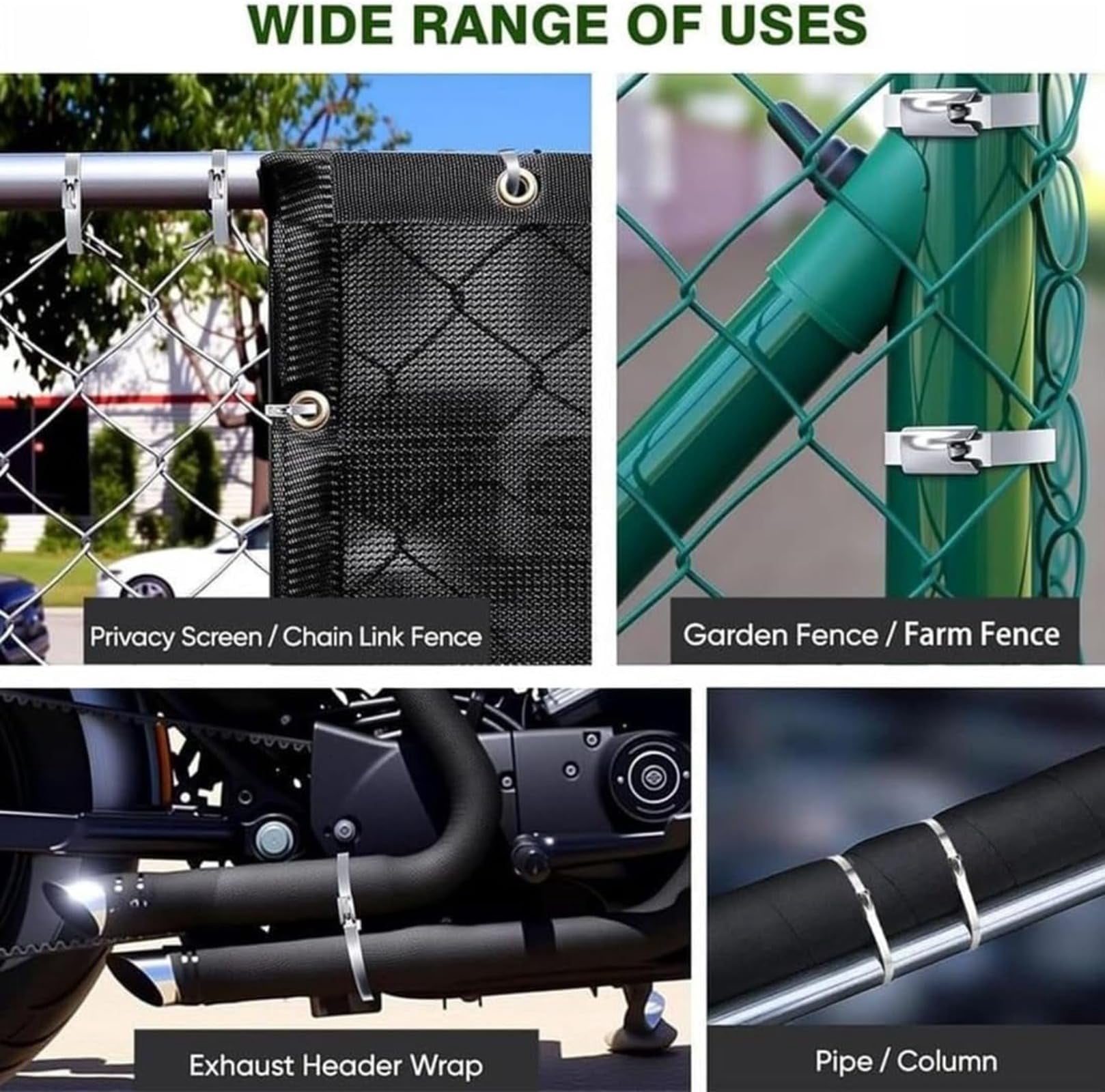 Stainless Steel Cable Tie Gun with Metal Zip Ties - Stainless Steel Zip Ties Gun Kit, Heavy Duty Tensioning and Cutting Tool with Self Locking Metal Ties for Fence, Exhaust and Farm