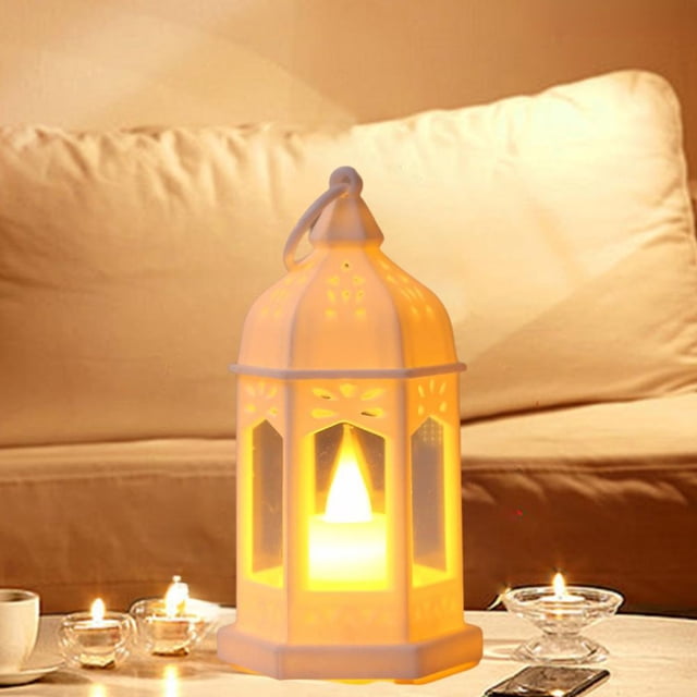 Feltree Mini Hexagonal Electronic Wind Lamp with Realistic Flicker, Portable LED Candle Lantern for Festivals/Camping Ambience