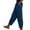 Dark Blue, variant on Laqbezok Women's Cotton Linen Pants, Mid Waist Button Detail Casual Trousers with Pockets, Summer Loose Tapered Pants for Travel Vacation