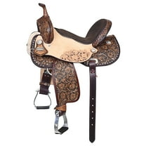 14 In Hilason Western Horse Flex Tree Barrel Trail American Leather Saddle Brown