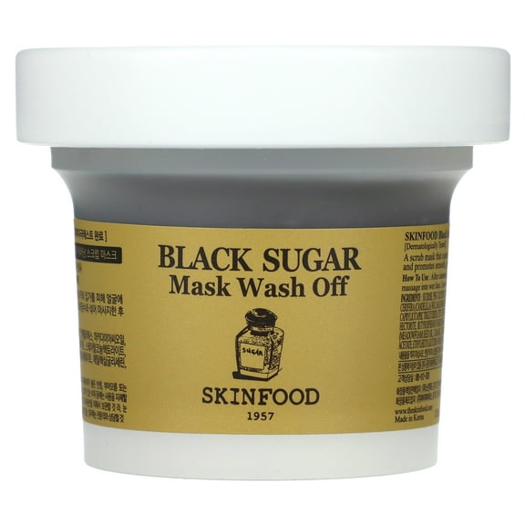 SKINFOOD Black Sugar Mask Wash Off 120g (4.23 oz), Facial Hydrating and Nourishing Blackheads Exfoliator