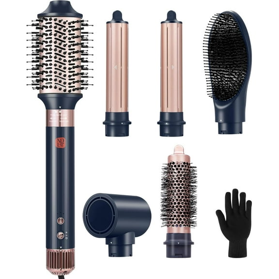 6 in 1 Air Styling Hair Styler, CNV High Concentration of Negative Ions Hair Dryer, Blow Dryer Brush, Straightening Brush, Curling lron, Round Brush for Fast Drying Curling Straightening & Smoothing